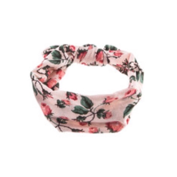 *LAST ONE* Pink Floral Top Knot Stretch Headband - Picture 2 of 2
